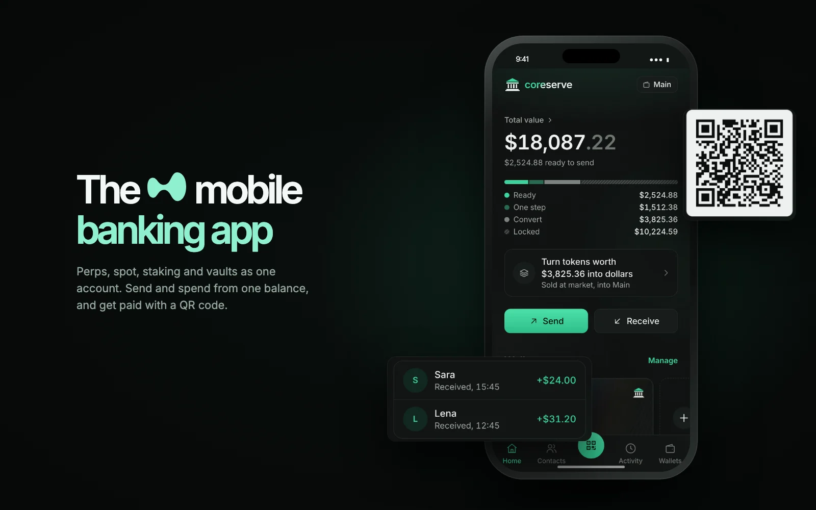 coreserve - Hyperliquid's mobile banking app.