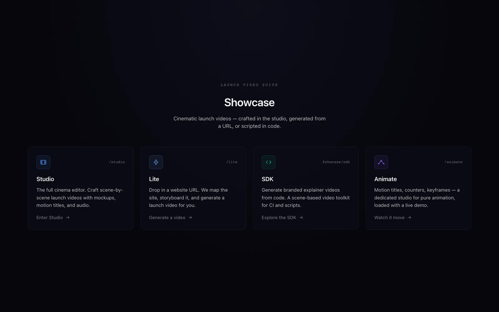 shwcase.pro - Cinematic launch videos, from a URL.